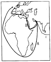 中东石油输出主要有三条路线.最大量的输出路