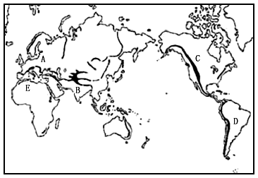 读世界主要山脉分布图 .完成下列要求: (1)写出