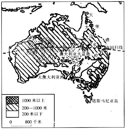 读"澳大利亚地形图",回答问题.图片