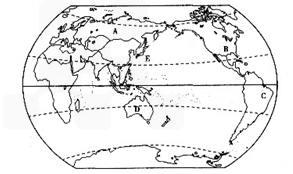 读亚洲人口分布图.完成1~2题. 1.关于图中地点