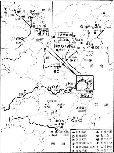 民国初年民族工业分布示意图