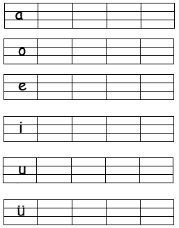 我会抄写下列单韵母并给它们加上四声