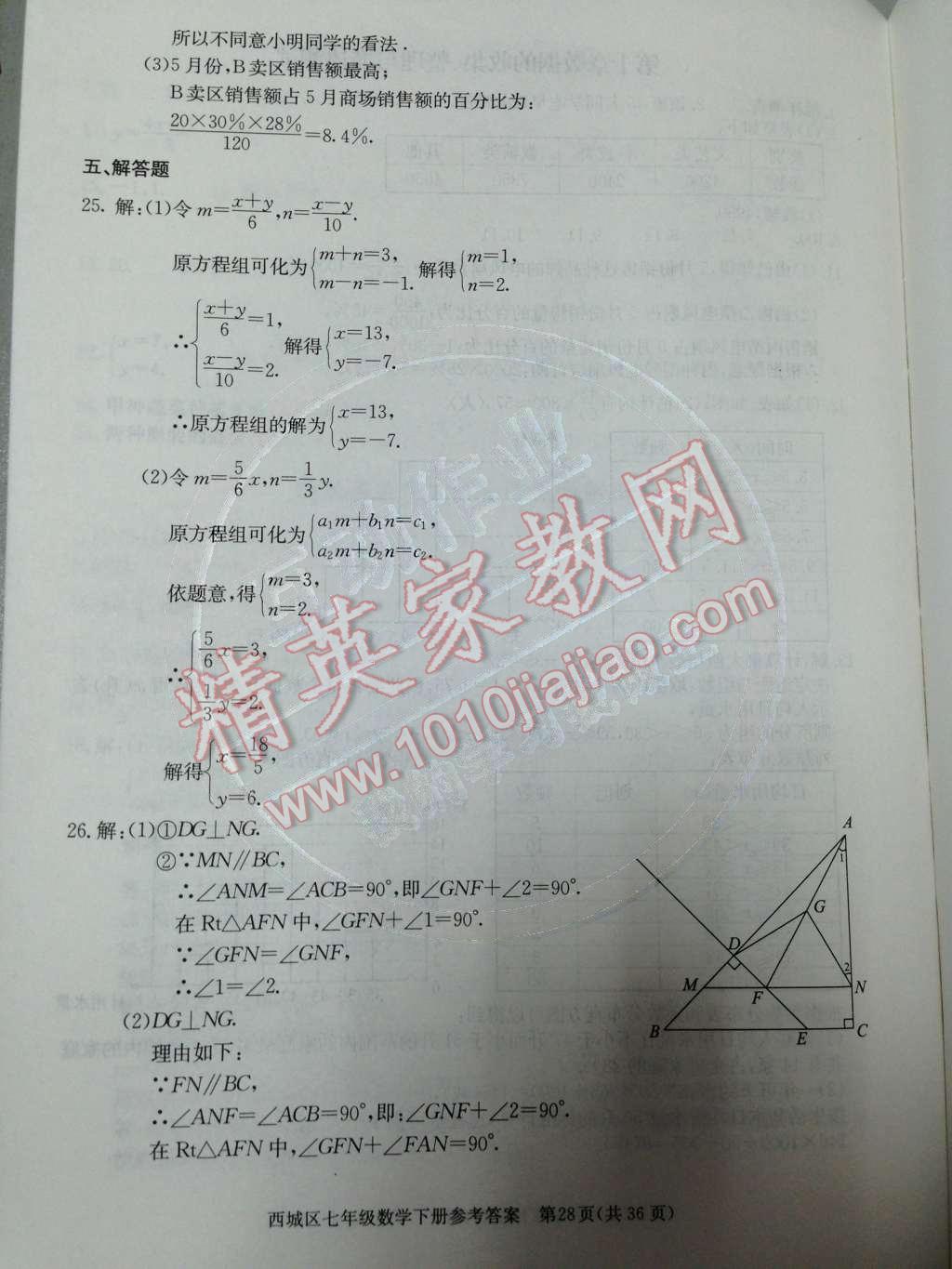 2014年学习探究诊断七年级数学下册人教版 测试卷第75页