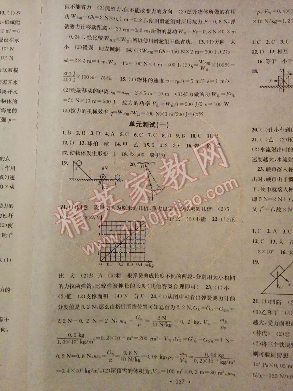 2014年名校课堂助教型教辅八年级物理下册人教版 综合测试第58页