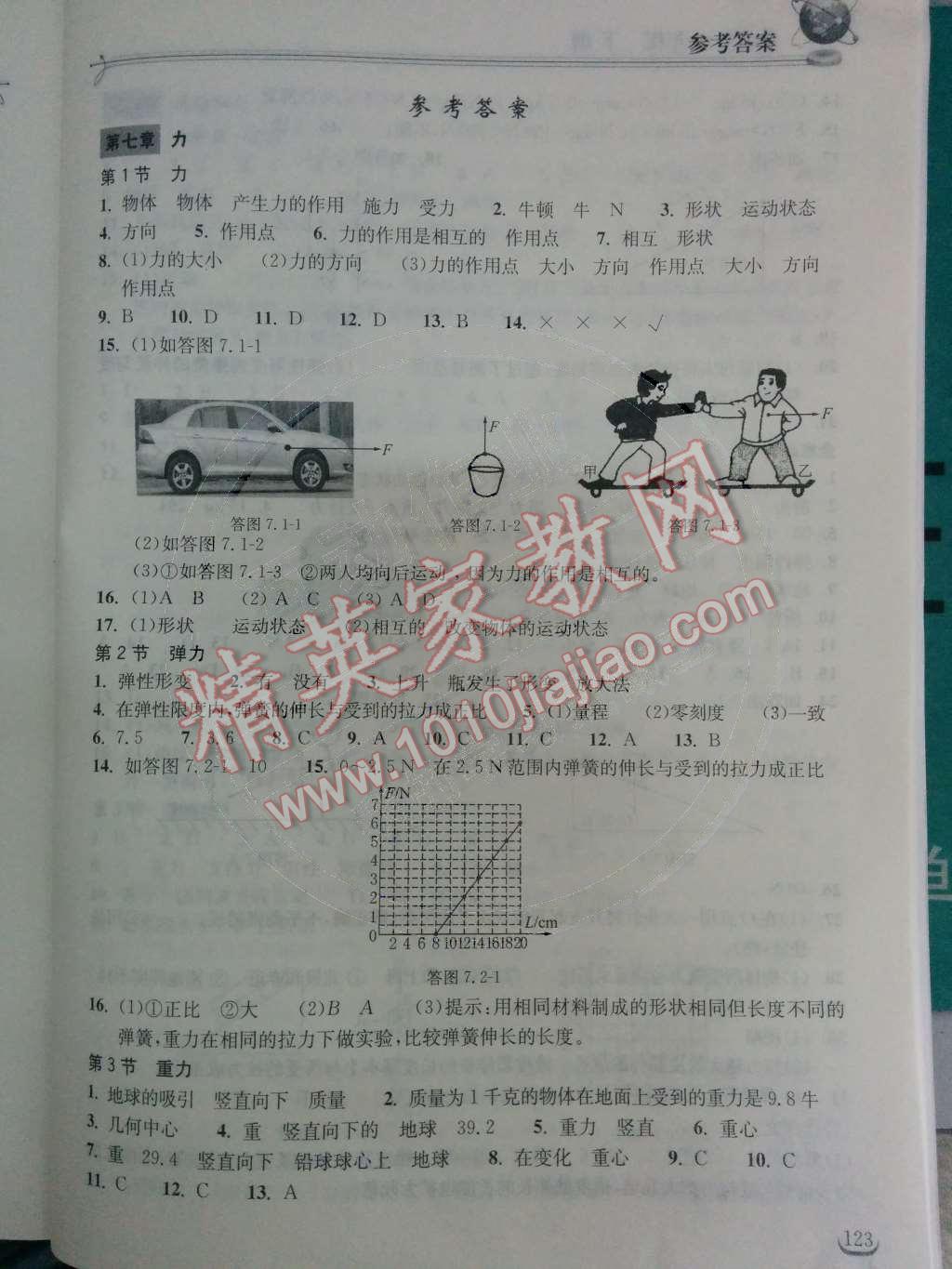 2014年长江作业本同步练习册八年级物理下册人教版 第1页