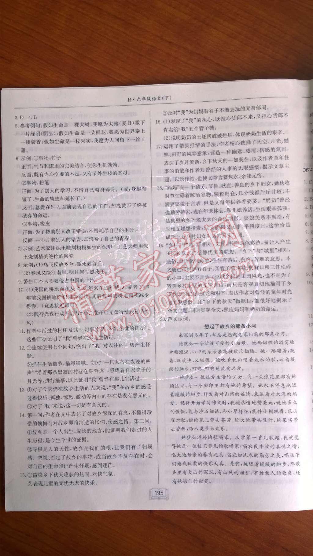 2014年啟東中學(xué)作業(yè)本九年級(jí)語(yǔ)文下冊(cè)人教版 檢測(cè)卷第73頁(yè)