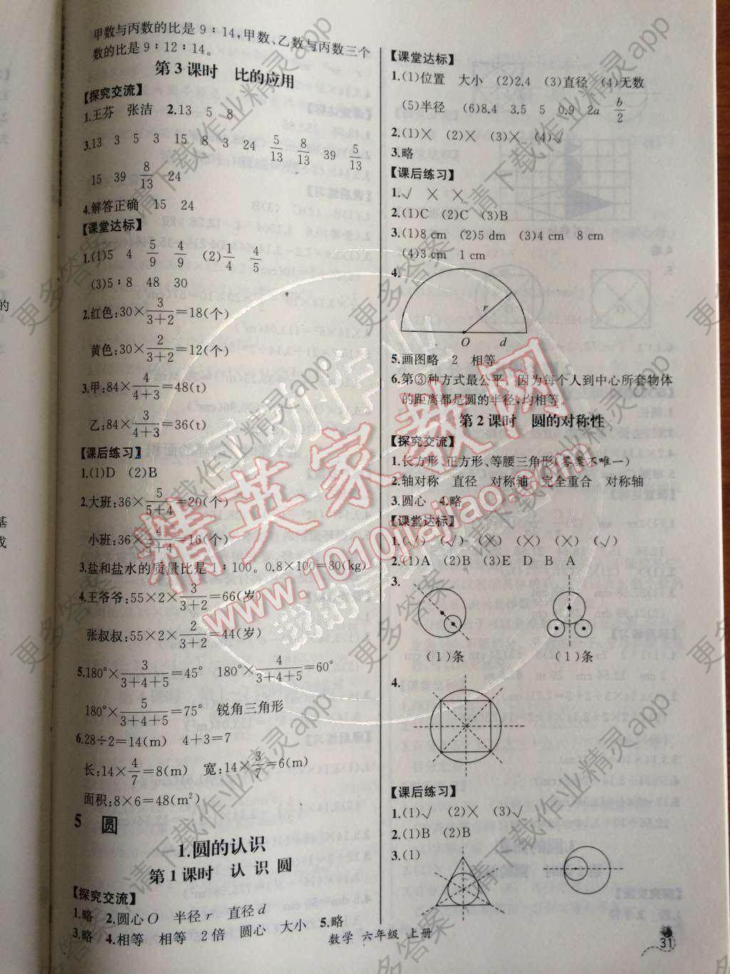 2014年同步导学案课时练六年级数学上册人教版河北专版答案