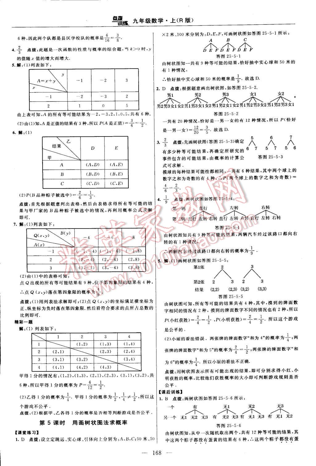 2014年點(diǎn)撥訓(xùn)練九年級(jí)數(shù)學(xué)上冊(cè)人教版 第130頁(yè)