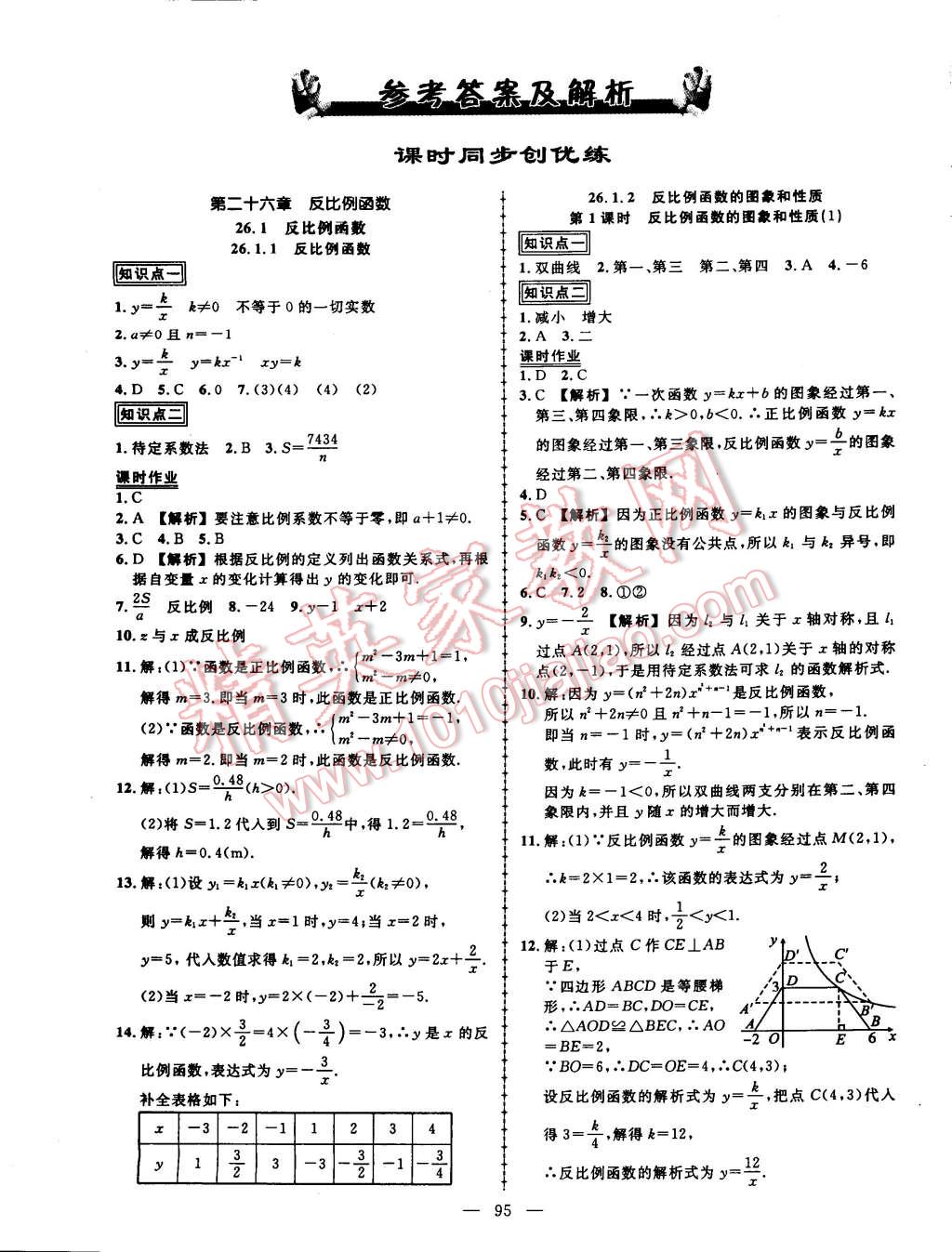 2015年黃岡創(chuàng)優(yōu)作業(yè)導學練九年級數(shù)學下冊人教版 第1頁