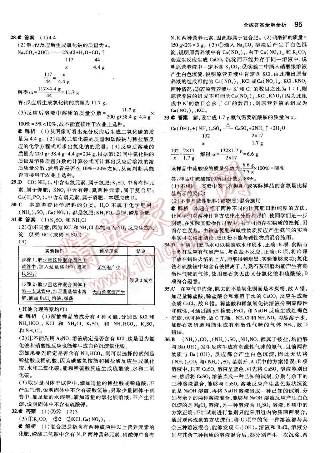 2015年5年中考3年模擬初中化學(xué)九年級下冊滬教版 第七章 應(yīng)用廣泛的酸、堿、鹽第47頁