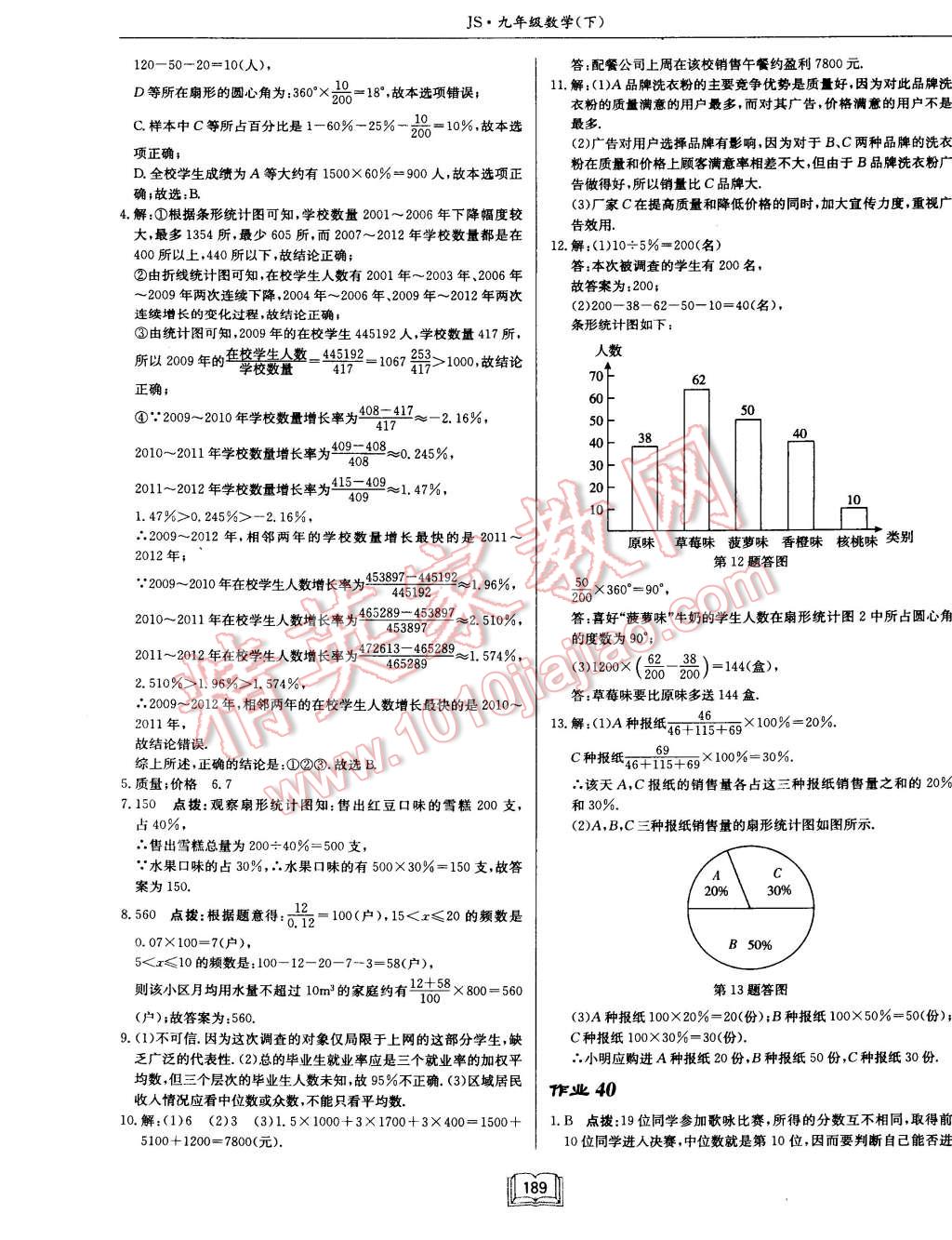 2015年啟東中學作業(yè)本九年級數學下冊江蘇版 第28頁