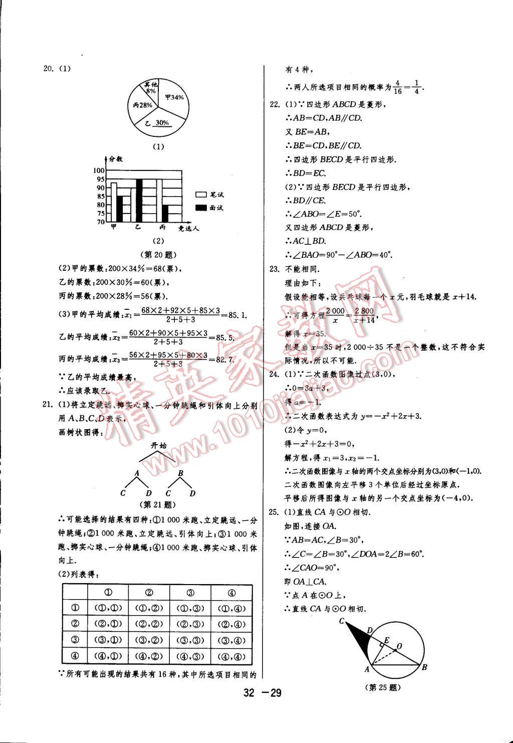 2015年一課三練單元達(dá)標(biāo)測(cè)試九年級(jí)數(shù)學(xué)下冊(cè)蘇科版 第29頁(yè)