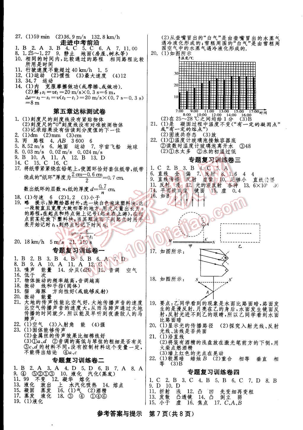 2014年一課三練單元達(dá)標(biāo)測(cè)試八年級(jí)物理上冊(cè)蘇科版 第7頁(yè)