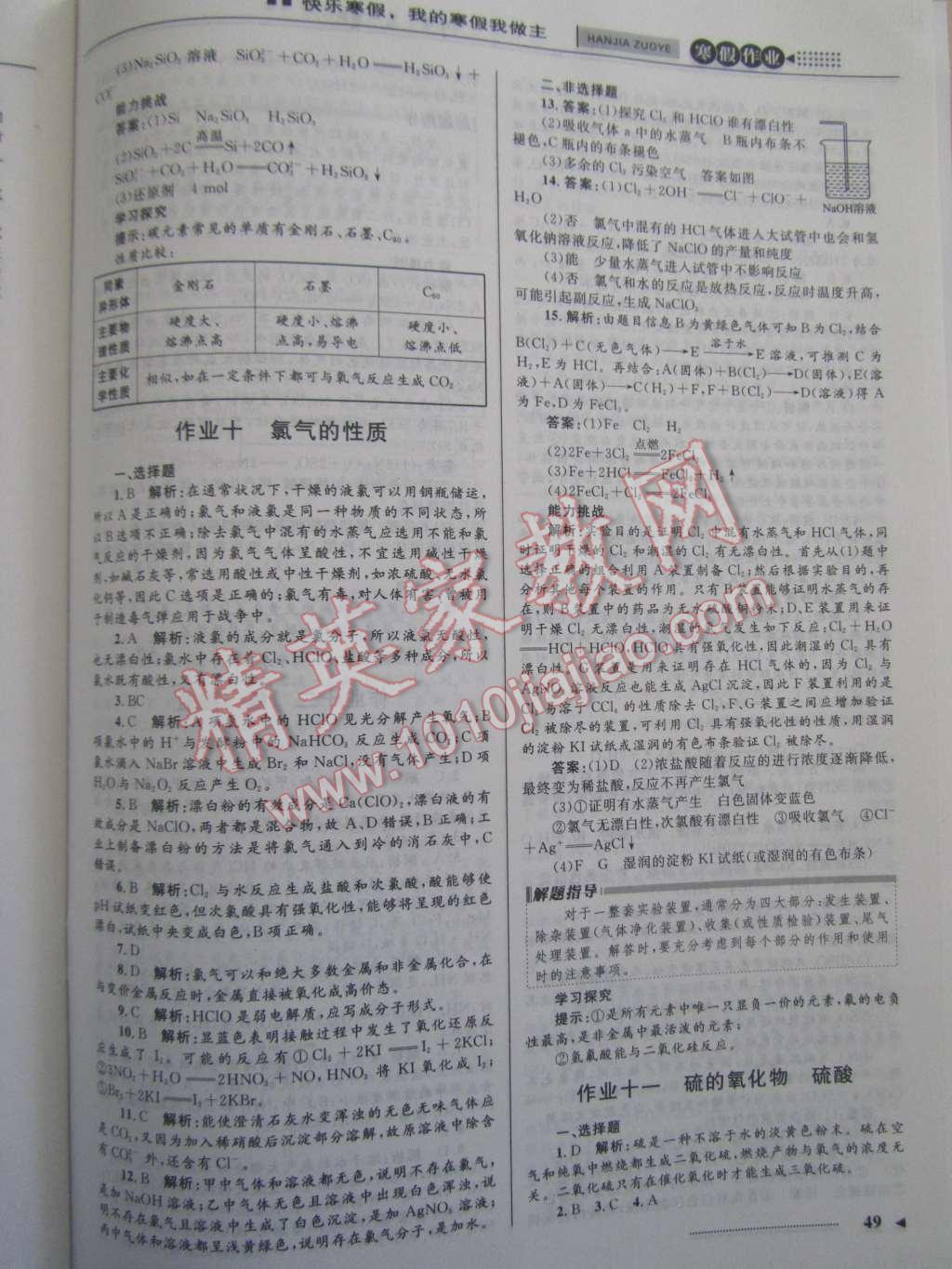 2015年志鴻優(yōu)化系列叢書寒假作業(yè)高一化學 第8頁