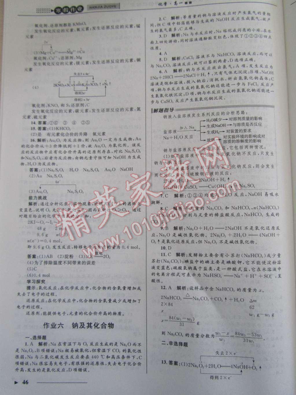 2015年志鴻優(yōu)化系列叢書寒假作業(yè)高一化學(xué) 第5頁