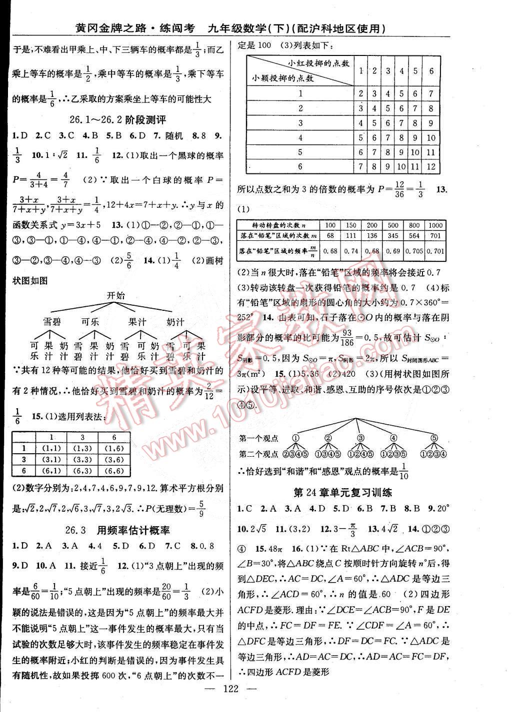 2015年黃岡金牌之路練闖考九年級數(shù)學下冊滬科版 第12頁