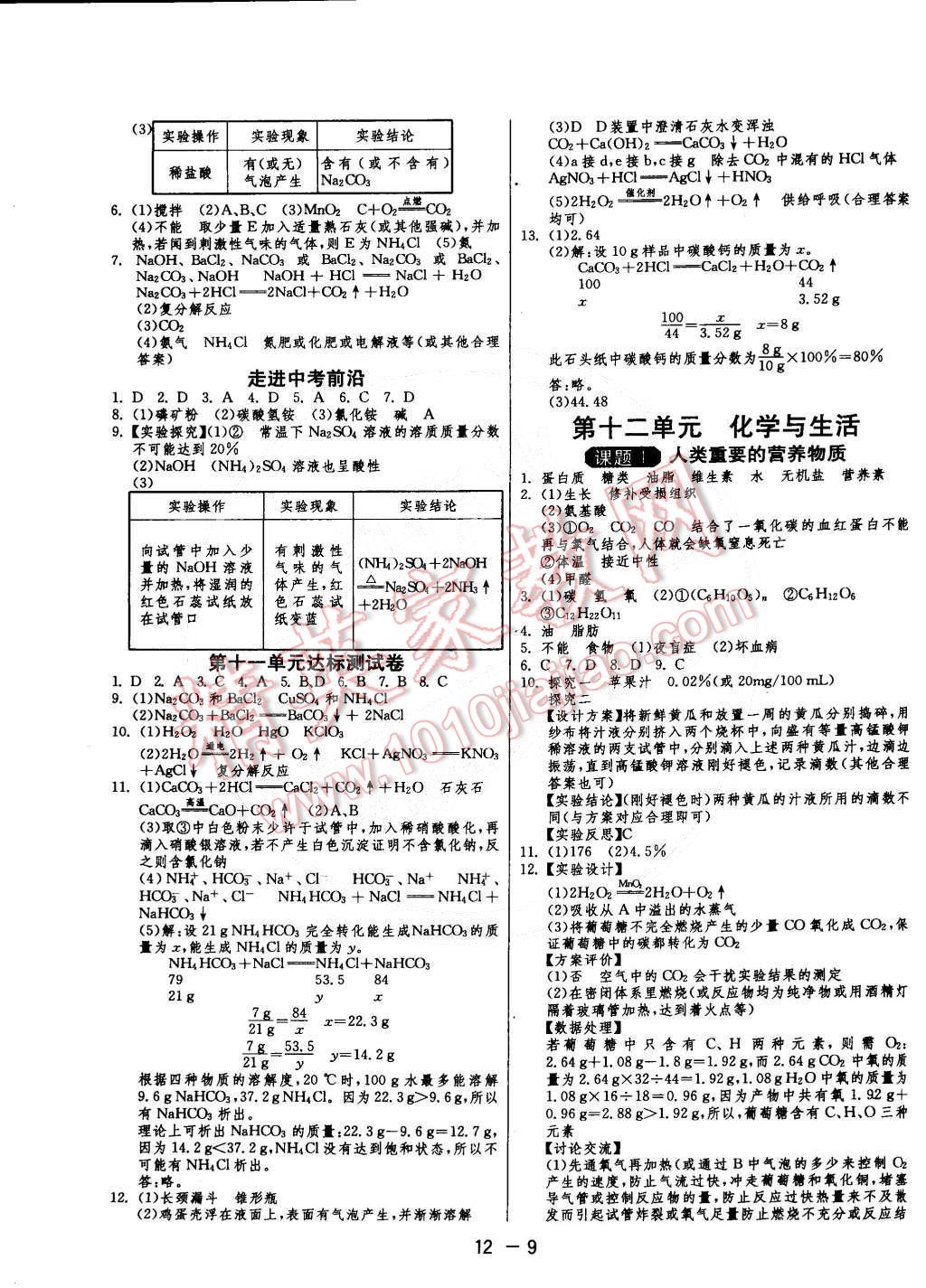 2015年1課3練單元達(dá)標(biāo)測(cè)試九年級(jí)化學(xué)下冊(cè)人教版 第9頁(yè)