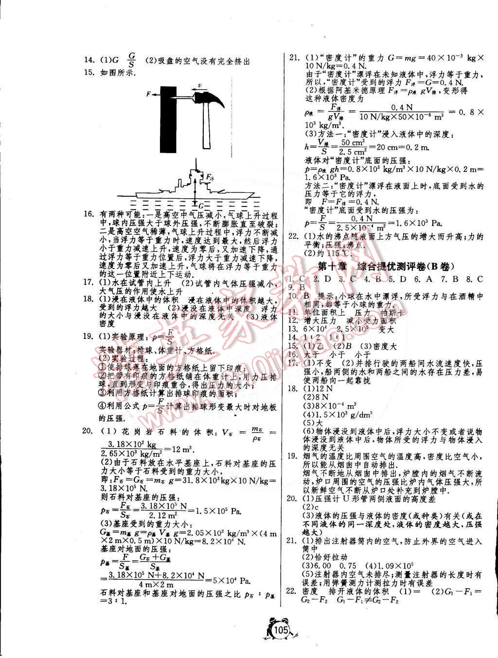 2015年單元雙測全程提優(yōu)測評卷八年級物理下冊蘇科版 第5頁