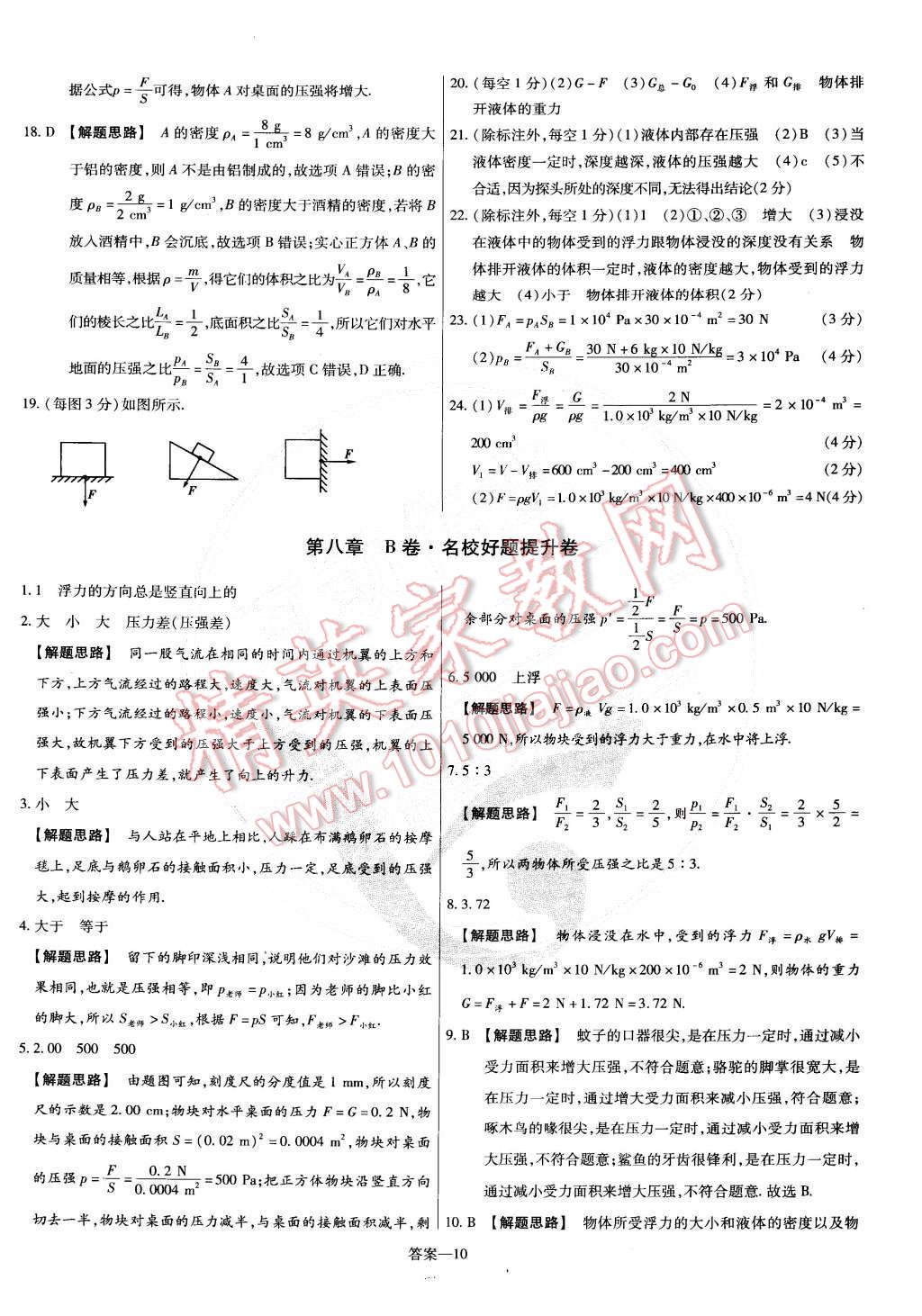 2015年金考卷活頁題選八年級物理下冊北師大版 第10頁