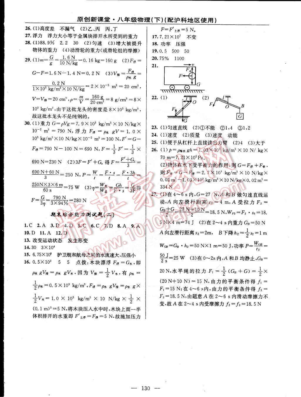 2015年原创新课堂八年级物理下册沪科版 第16页