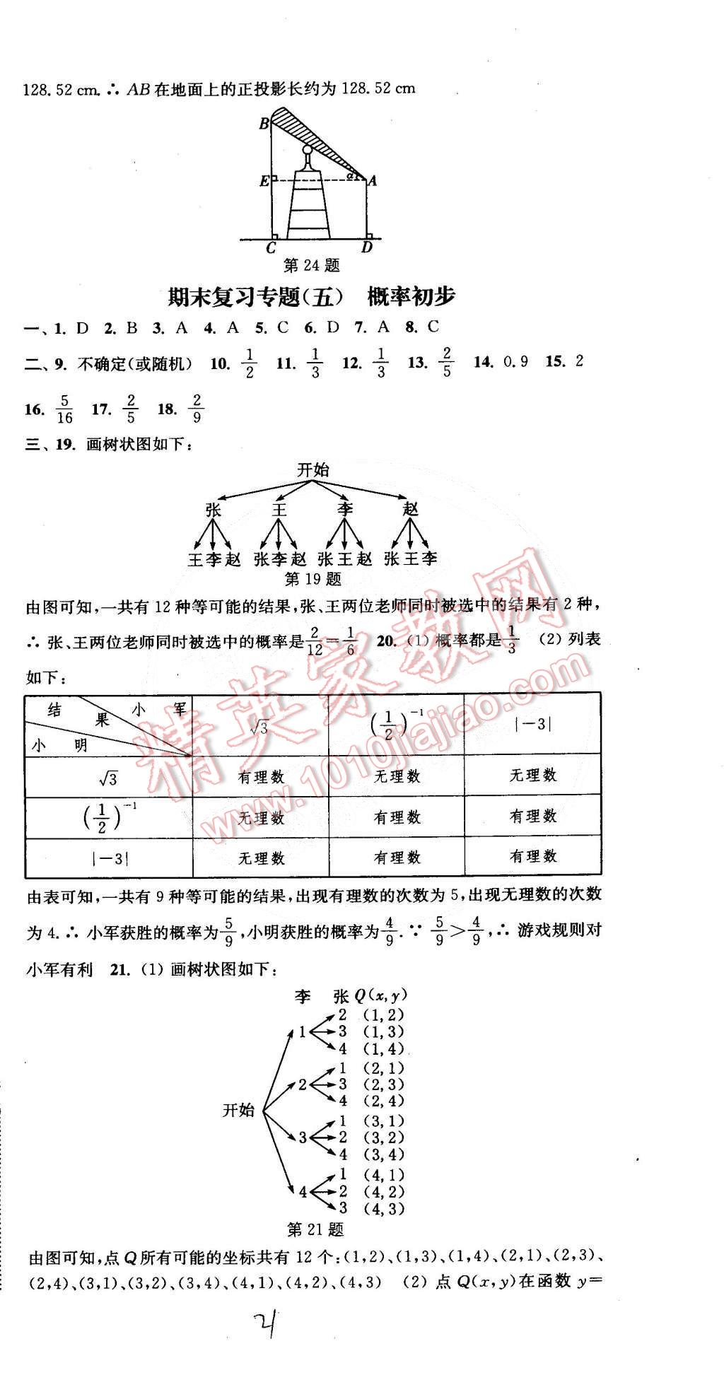 2015年通城學典活頁檢測九年級數(shù)學下冊滬科版 第21頁