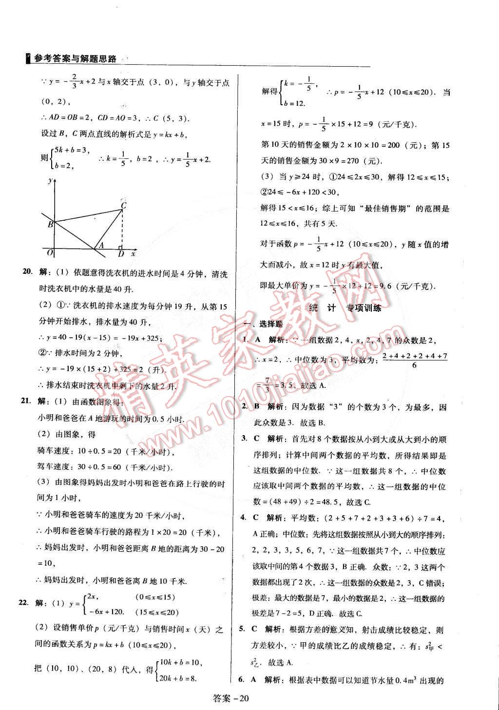 2015年單元加期末復(fù)習(xí)與測(cè)試八年級(jí)數(shù)學(xué)下冊(cè)人教版 第20頁(yè)