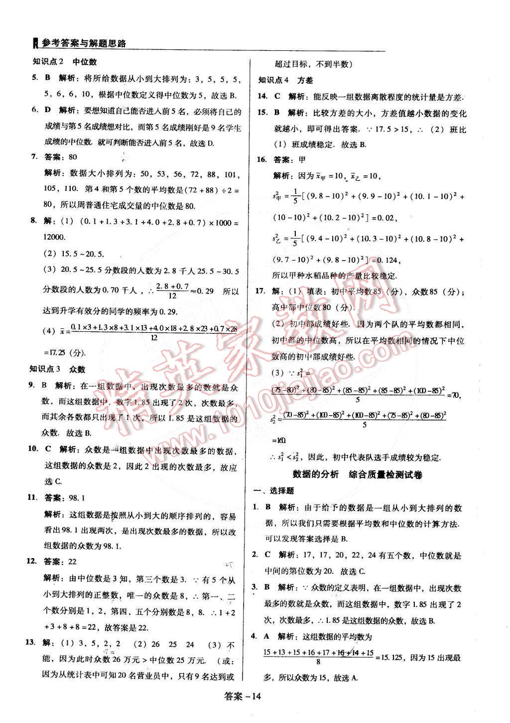 2015年單元加期末復(fù)習(xí)與測(cè)試八年級(jí)數(shù)學(xué)下冊(cè)人教版 第14頁(yè)