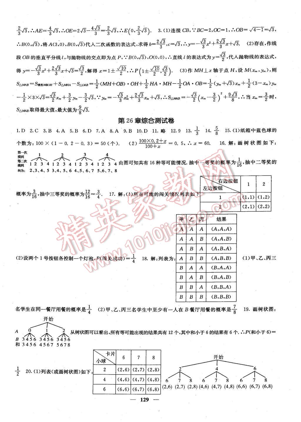 2015年課堂點(diǎn)睛九年級(jí)數(shù)學(xué)下冊(cè)滬科版 第22頁(yè)