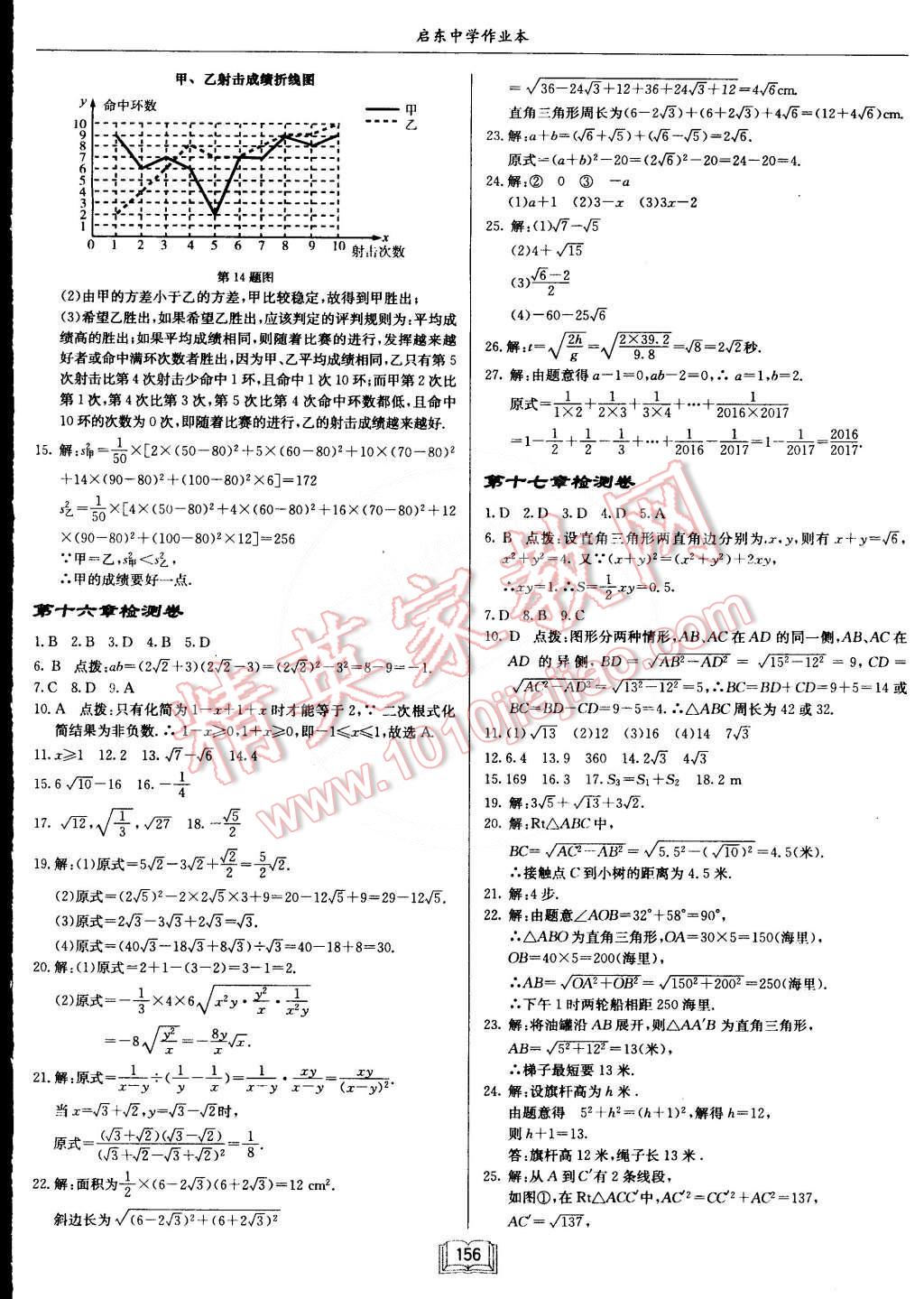 2015年啟東中學(xué)作業(yè)本八年級(jí)數(shù)學(xué)下冊(cè)人教版 第20頁