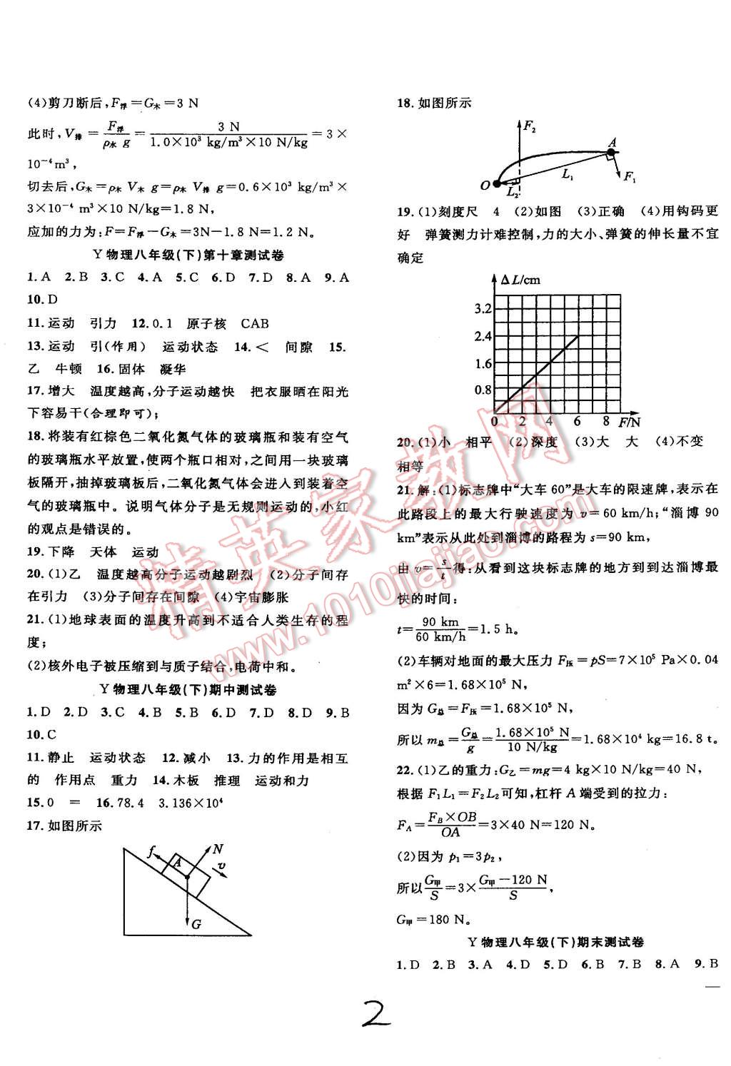 2015年體驗型學案體驗新知高效練習八年級物理下冊滬粵版 第2頁