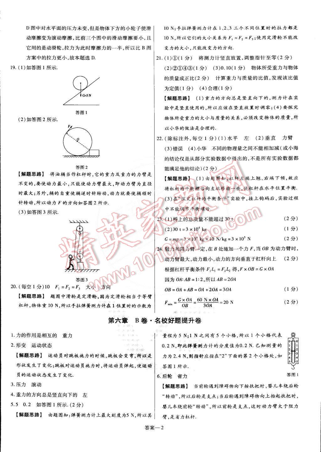 2015年金考卷活頁題選名師名題單元雙測卷八年級物理下冊滬粵版 第2頁