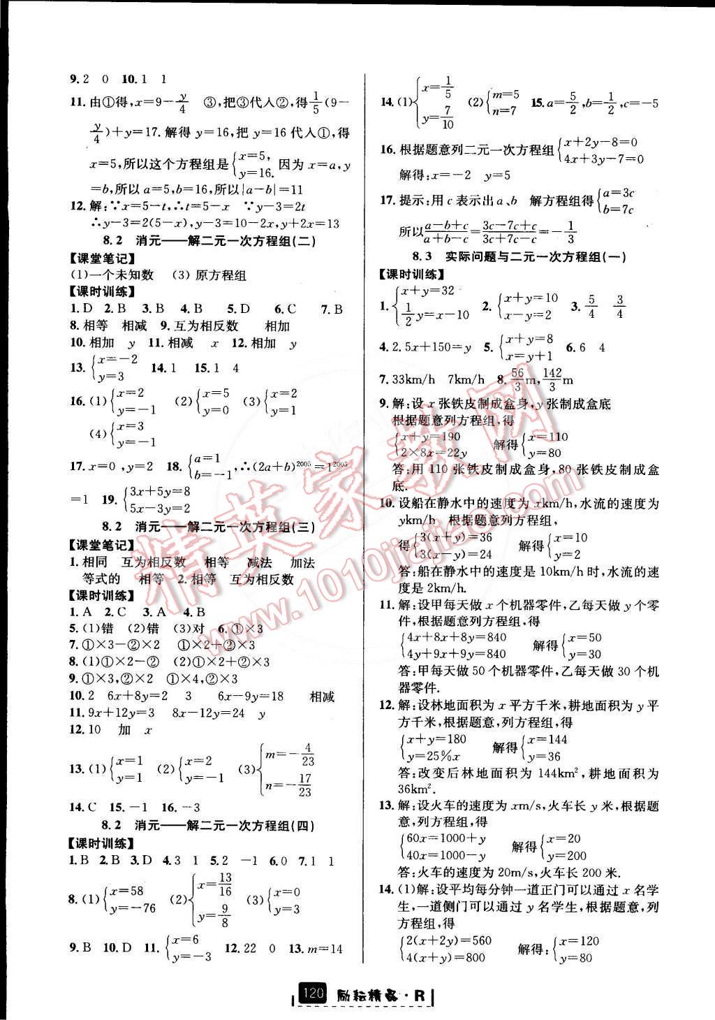 2015年勵(lì)耘書業(yè)勵(lì)耘新同步七年級(jí)數(shù)學(xué)下冊(cè)人教版 第7頁(yè)