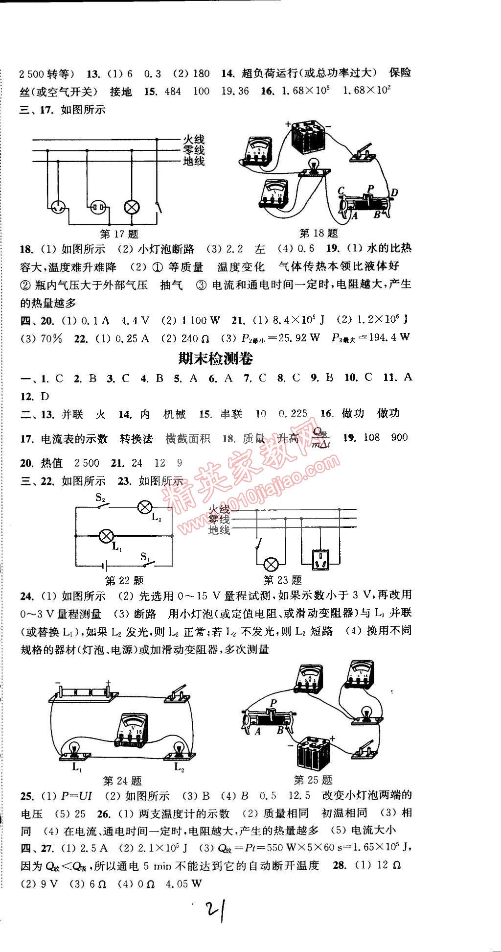 2014年通城學(xué)典活頁檢測(cè)九年級(jí)物理全一冊(cè)人教版 第21頁