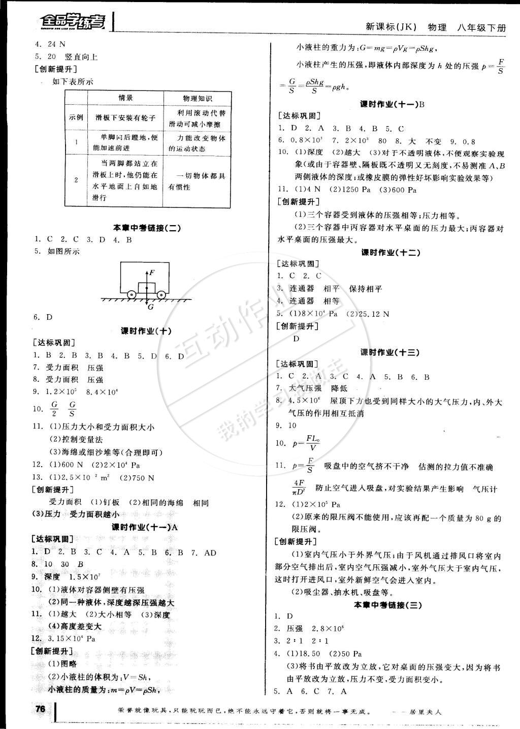 2015年全品學(xué)練考八年級(jí)物理下冊(cè)教科版 第8頁(yè)