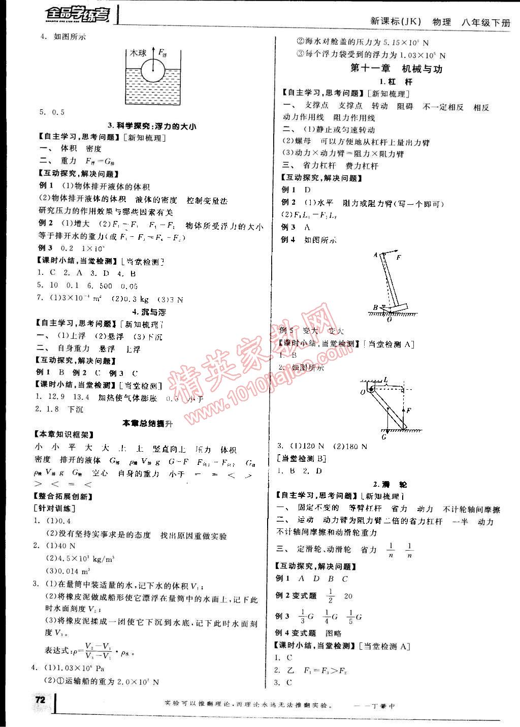 2015年全品學(xué)練考八年級(jí)物理下冊(cè)教科版 第4頁(yè)