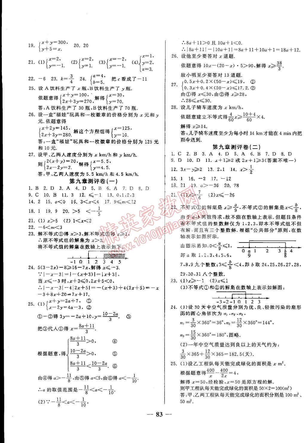 2015年培優(yōu)奪冠金卷名師點撥七年級數(shù)學下冊人教版 第3頁