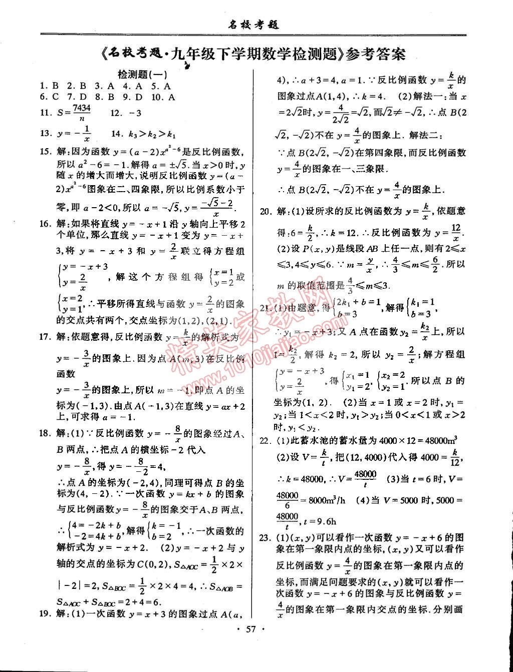 2015年名?？碱}九年級數(shù)學下冊人教版 第1頁