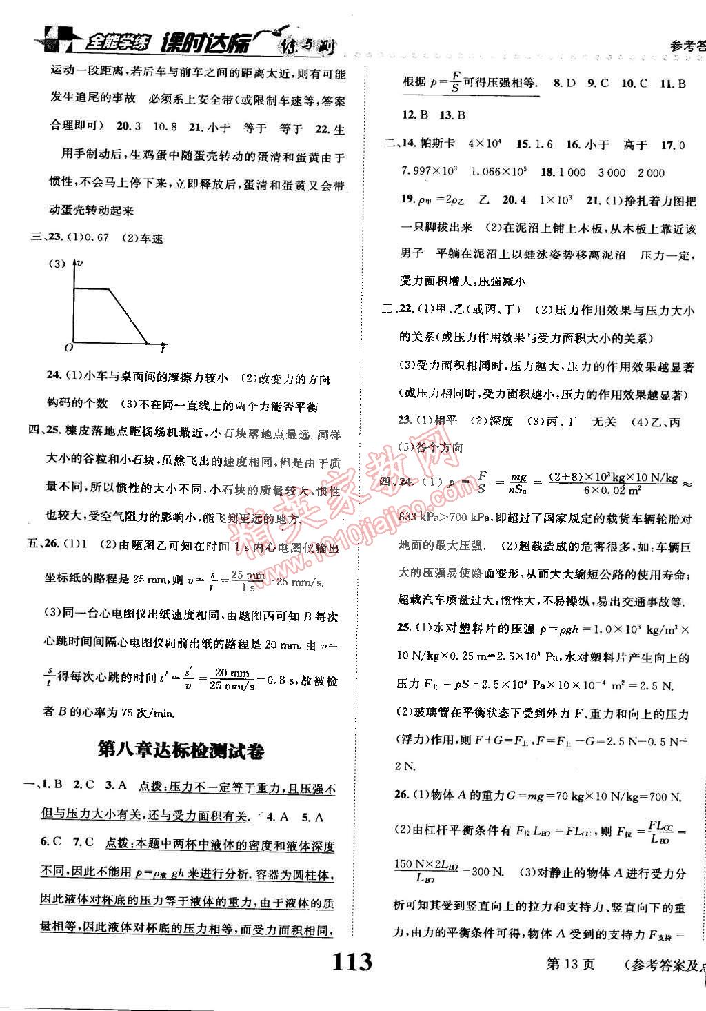 2015年課時(shí)達(dá)標(biāo)練與測八年級(jí)物理下冊滬粵版 第13頁