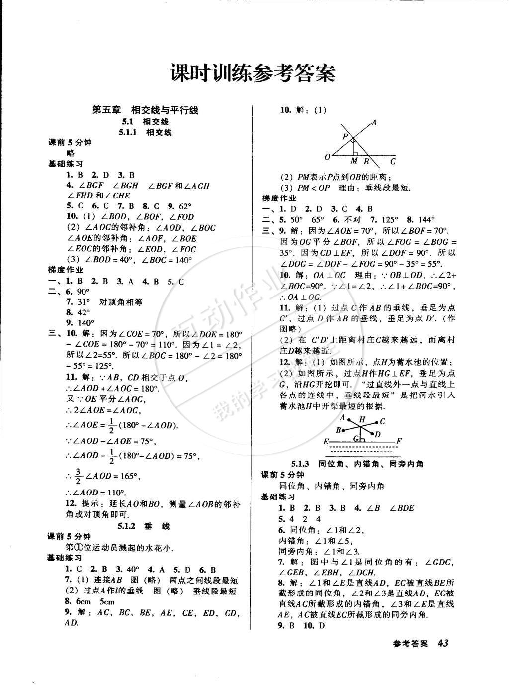 2015年52045模块式全能训练七年级数学下册人教版答案—青夏教育