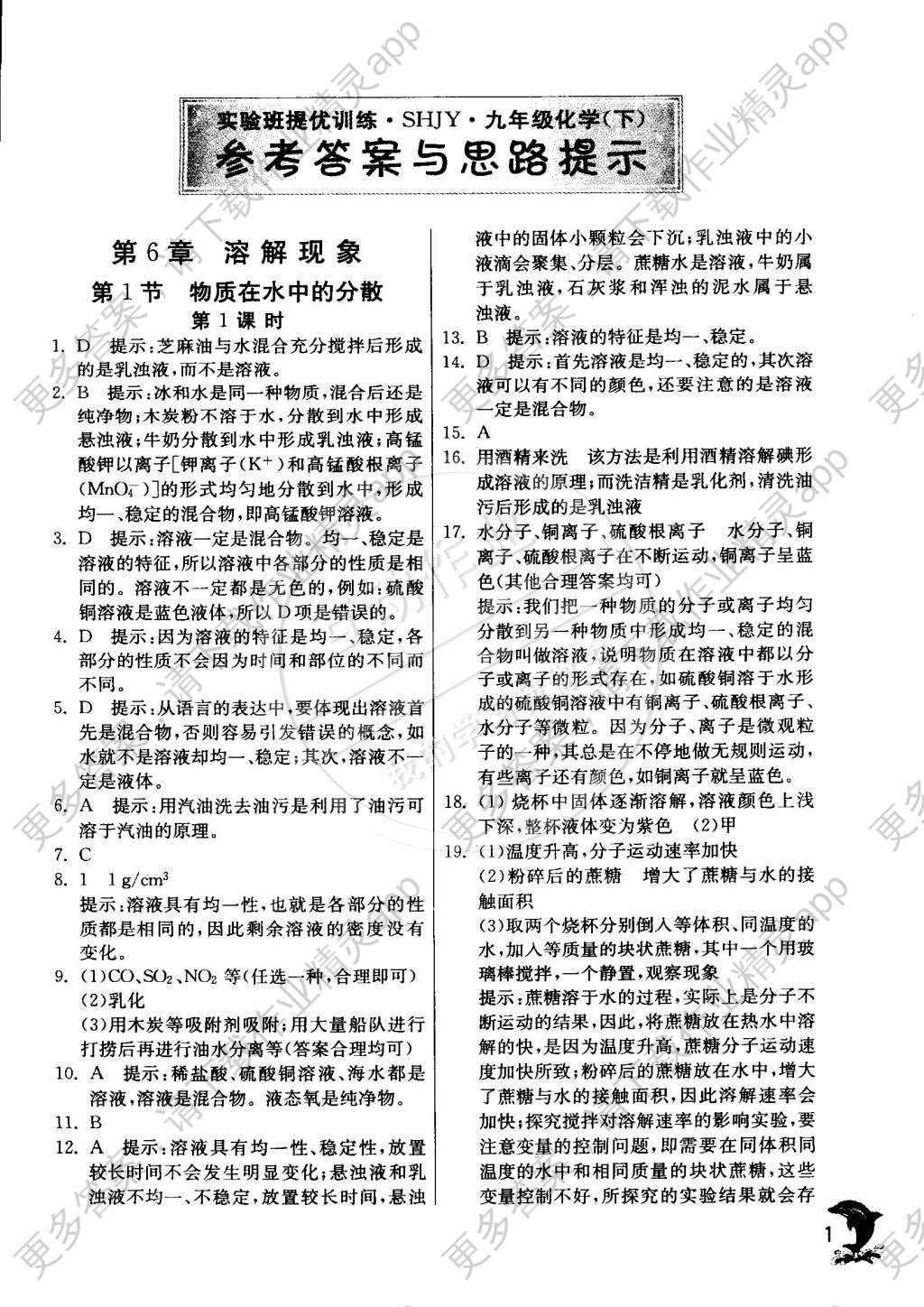 2015年实验班提优训练九年级化学下册沪科版