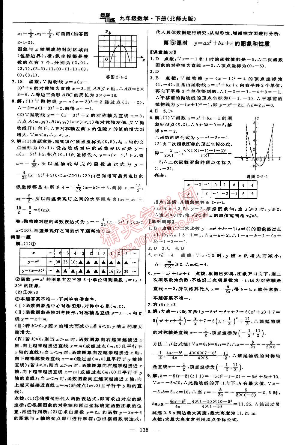 2015年點(diǎn)撥訓(xùn)練九年級(jí)數(shù)學(xué)下冊(cè)北師大版 第20頁(yè)