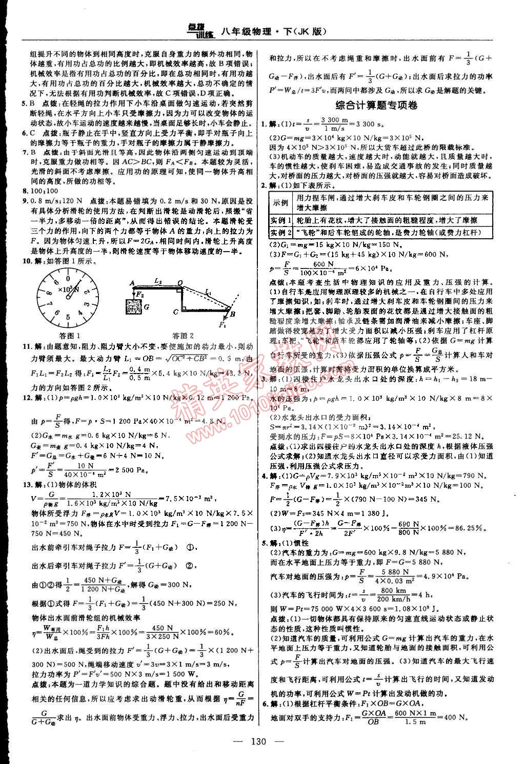 2015年點(diǎn)撥訓(xùn)練八年級(jí)物理下冊(cè)教科版 第8頁(yè)