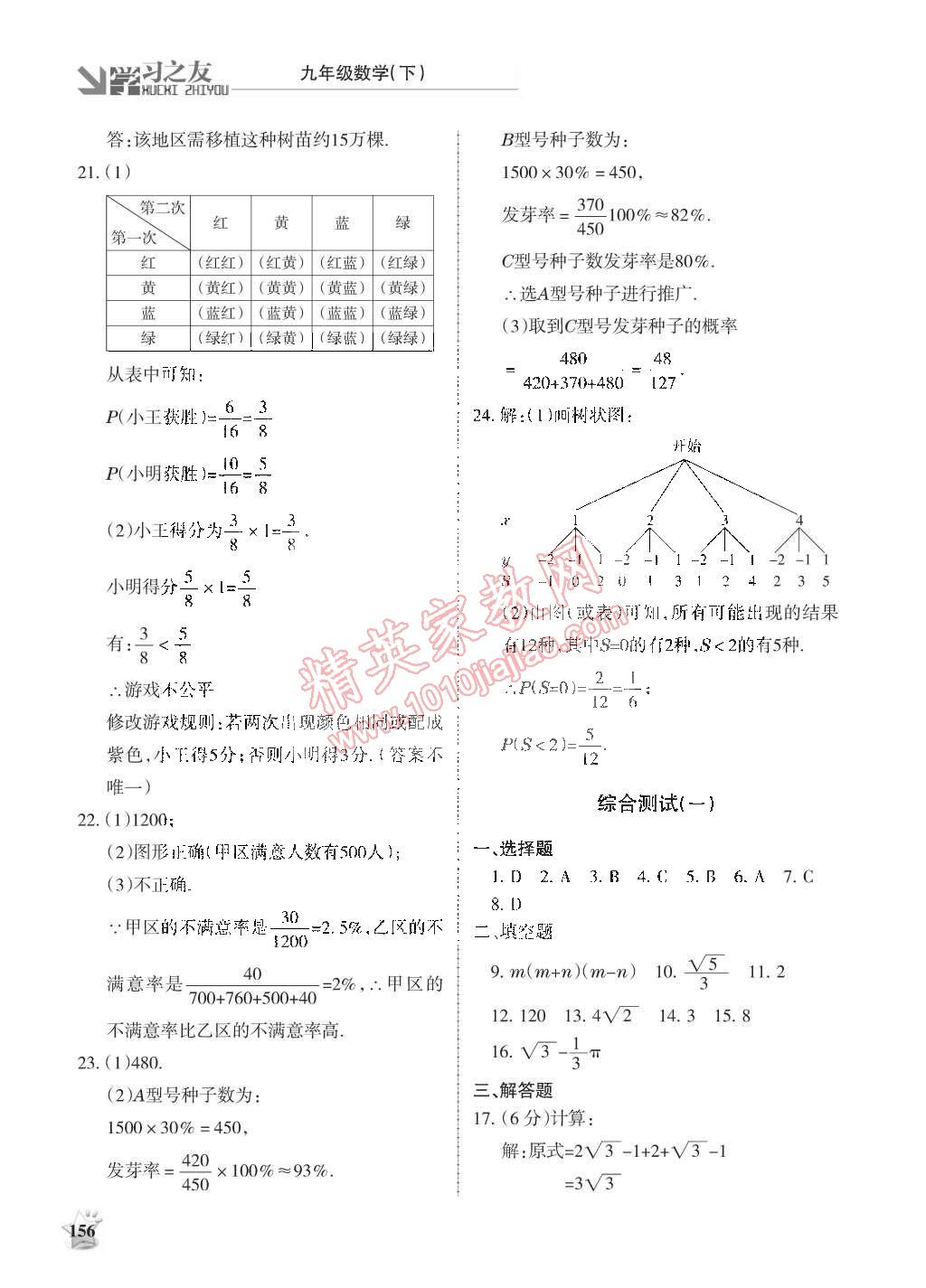 2015年学习之友九年级数学下册北师大版 第24页