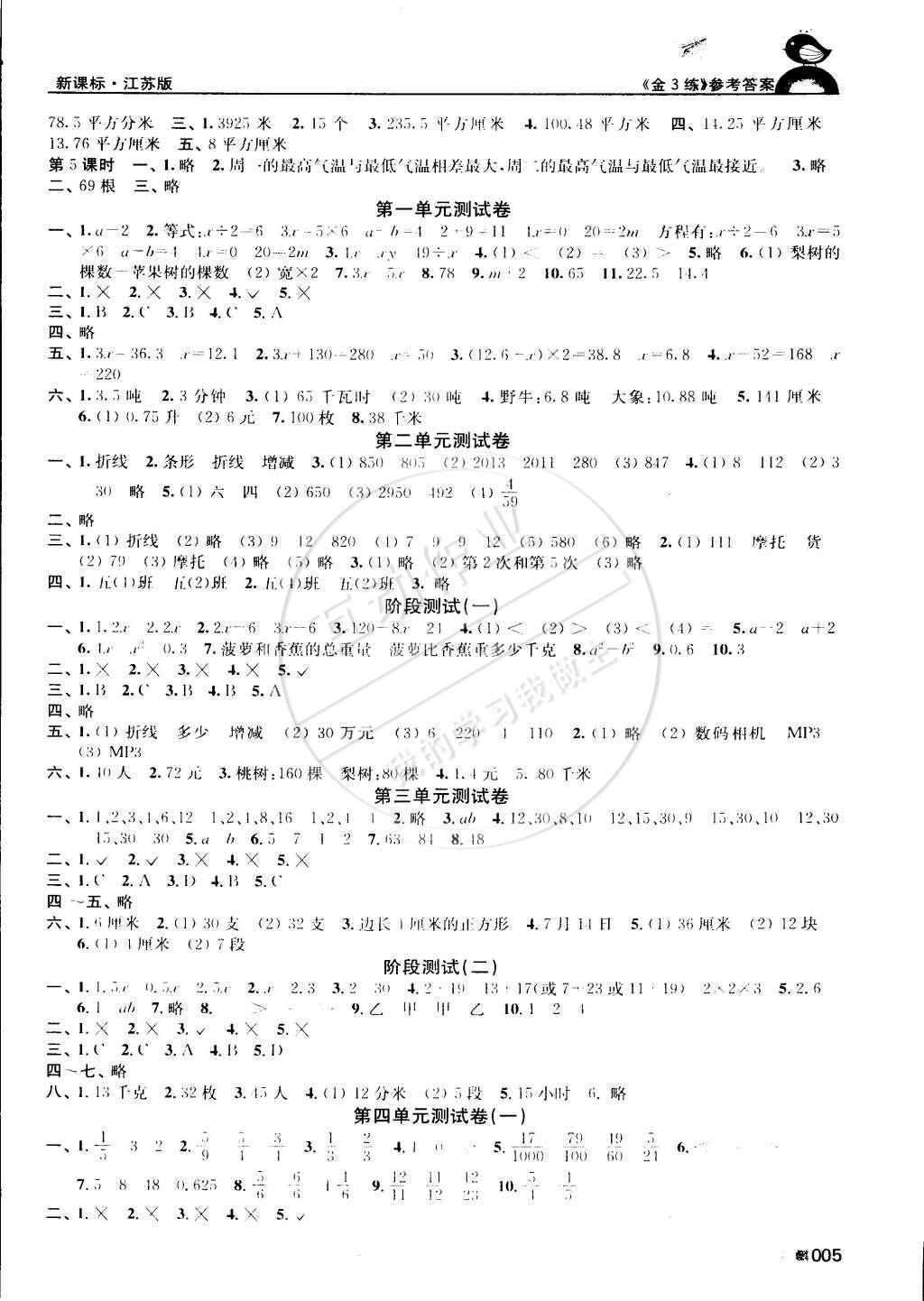 2015年新编金3练五年级数学下册江苏版 第5页