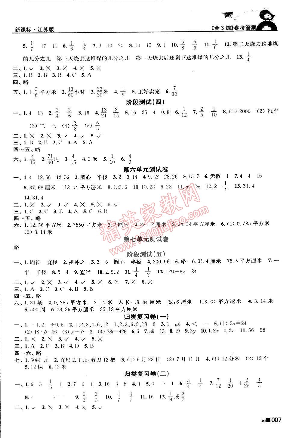 2015年新编金3练五年级数学下册江苏版 第7页