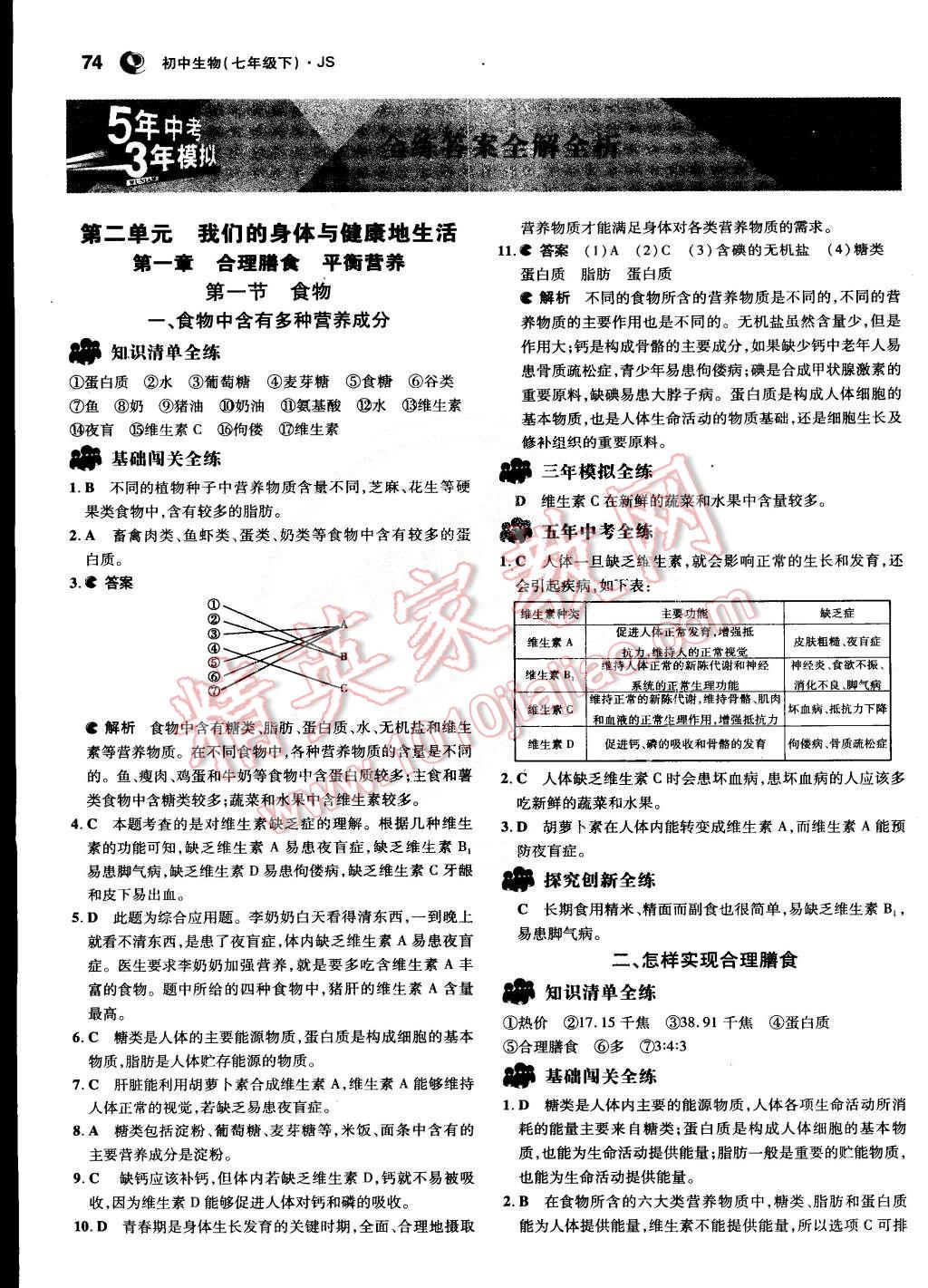 2015年5年中考3年模擬初中生物七年級(jí)下冊(cè)冀少版 第1頁(yè)