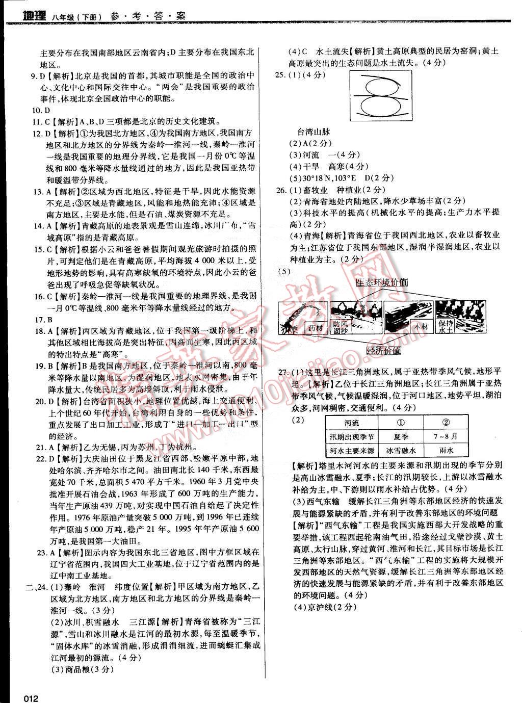 2015年學習質(zhì)量監(jiān)測八年級地理下冊人教版 第12頁