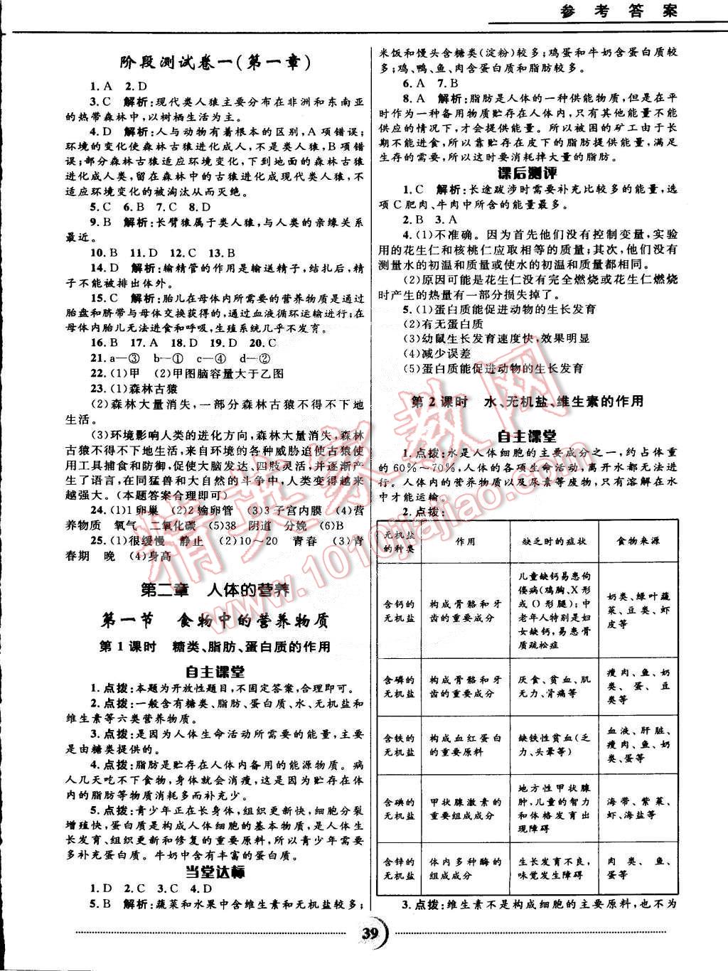 2015年奪冠百分百初中精講精練七年級生物下冊人教版 第3頁