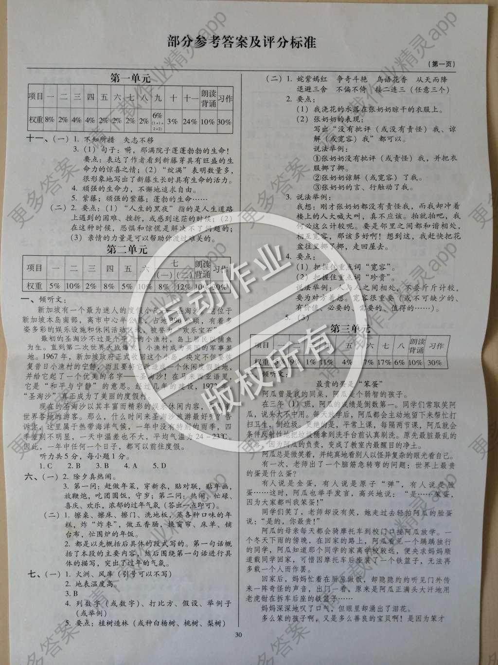 2015年小学语文目标测试六年级下册人教版答案—精英家教网