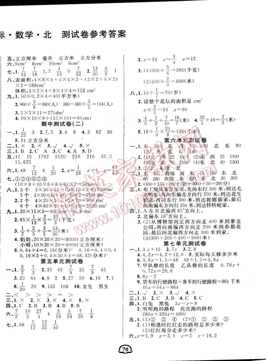 2015年創(chuàng)新考王完全試卷五年級(jí)數(shù)學(xué)下冊(cè)北師大版 第2頁(yè)